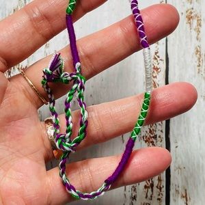 Green, Purple, White Macrame Wrapped Bracelet (Free w/ Bundle)